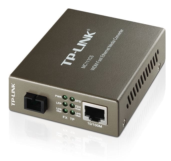 (E)TP-Link MC111CS 10/100Mbps SC WDM Media Converter Monomode Simplex 10/100Base-TX, 100Base-FX standards Link Fault Passthrough and Far End Fault
