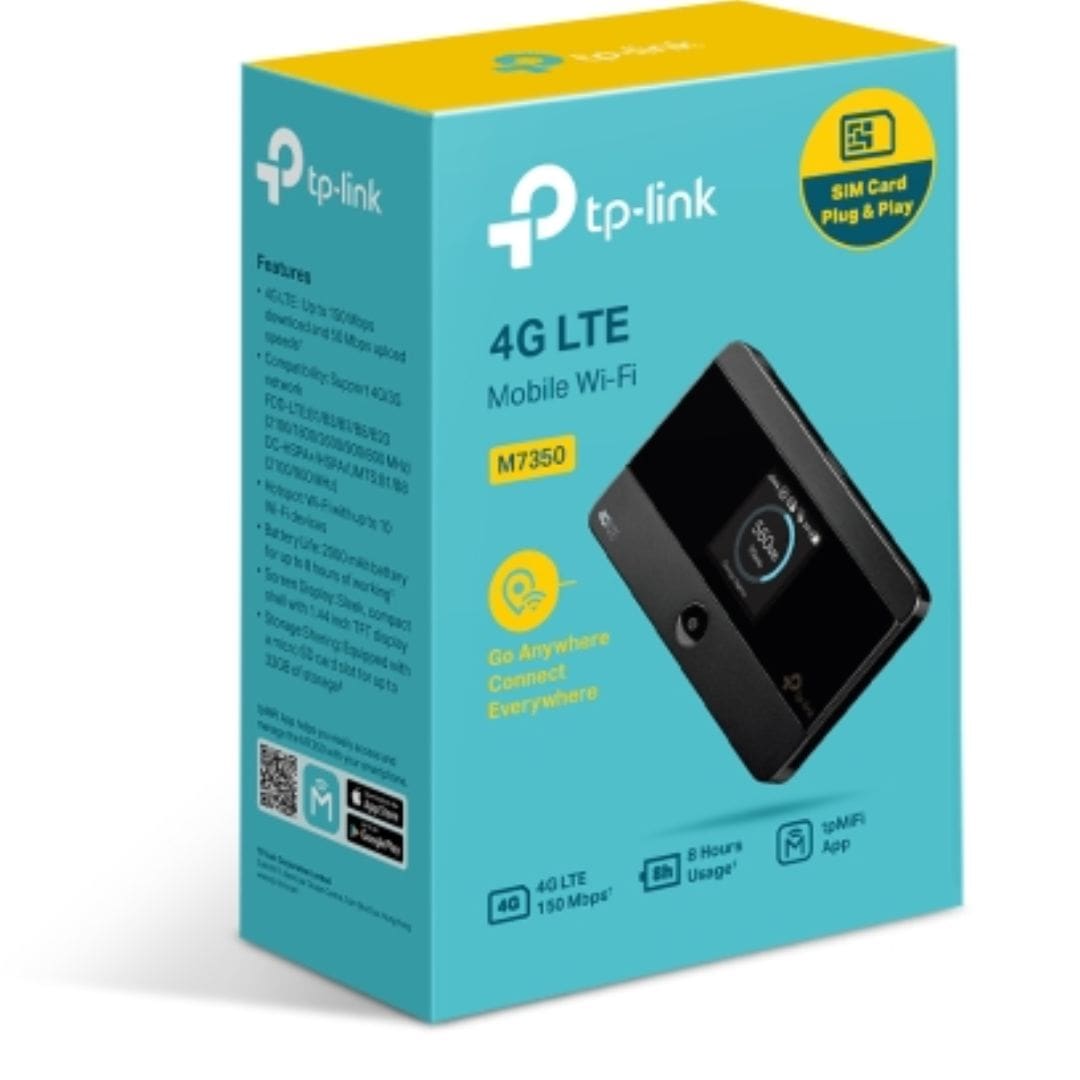 ((AMAZON ONLY))TP-Link M7350 4G-LTE Mobile Wi-Fi 150Mbps DL 50Mbps UL 4G SIM Card + microSD Slot 2000mAh 8hrs Rechargeable Battery for 10 Devices iOS/