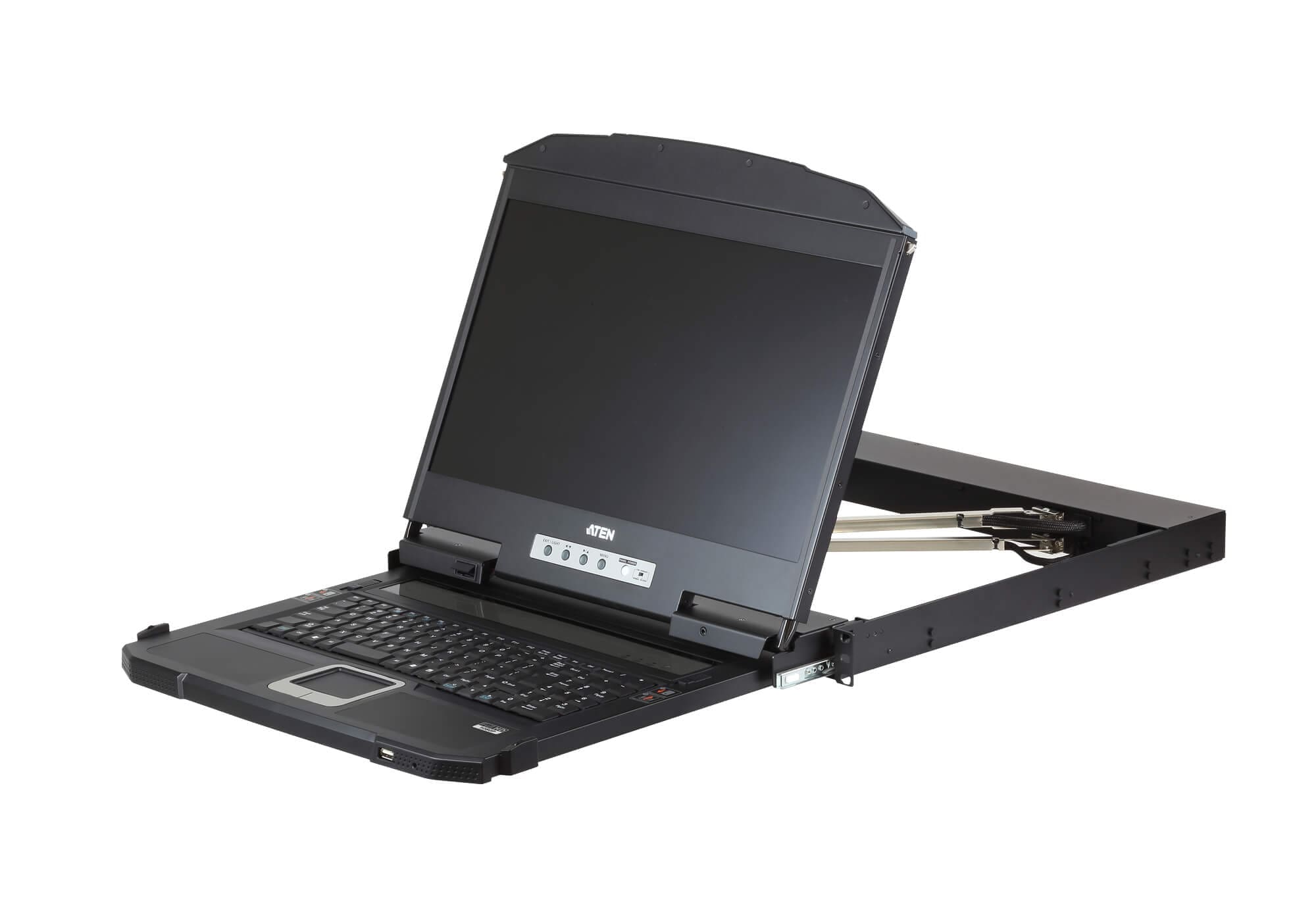 Aten Rackmount Dual Rail LCD Console VGA,HDMI,DVI USB w/ 18.5" LCD Display, 1x Custom KVM Cable Included, 1920x1080@60hz Display, LED Illumination L