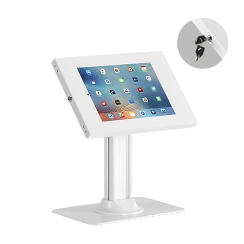 Brateck Anti-Theft Countertop Tablet Holder with Bolt Down Base Fit most 9.7” to 11” tablets - White 300x200x469mm, Anti-theft Lock with a Key (LS)