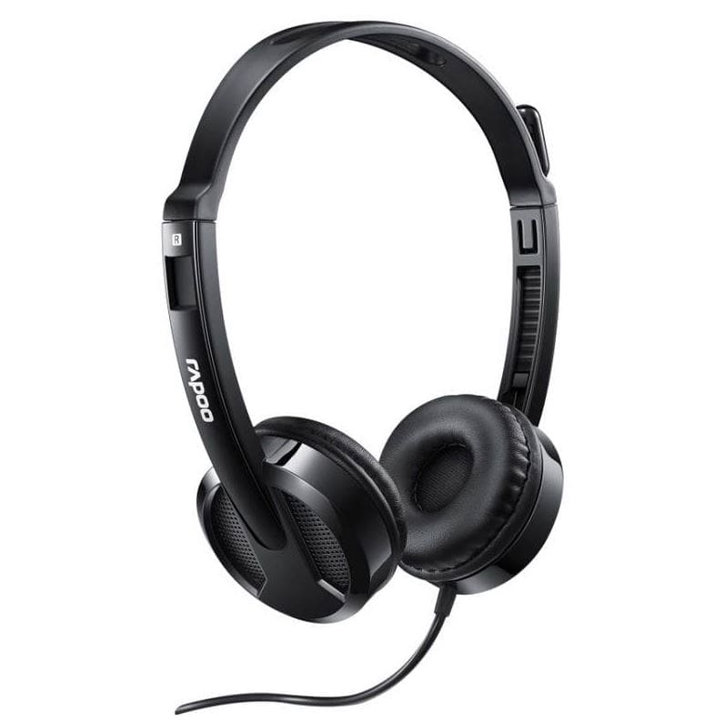 RAPOO H100 Wired Stereo Headsets - HD Voice Rotary Microphone Volume Adjustment 3.5mm Headphones with Audio split adapter cable.