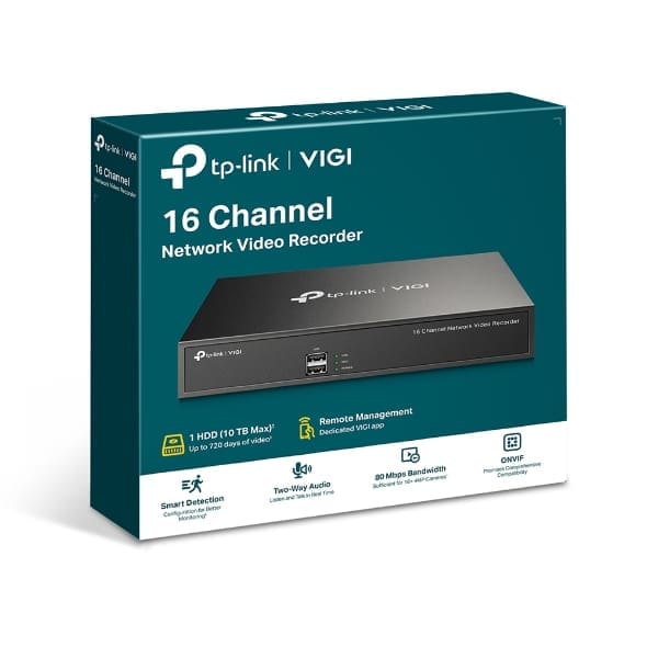(CH)TP-Link VIGI NVR1016H 16 Channel Network Video Recorder, 24/7 Continuous Recording, Up To 10TB, 16 Channel Live View, UpTo 8MP (HDD Not Included)