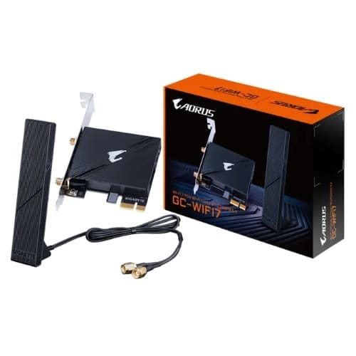 Gigabyte GC-WIFI7 Motherboard, Wi-Fi 7, up to 5800Mbps, up to 320MHz bandwidth support across the 2.4GHz, 5GHz, and 6GHz bands, 2Tx2R antenna, PCIe x1