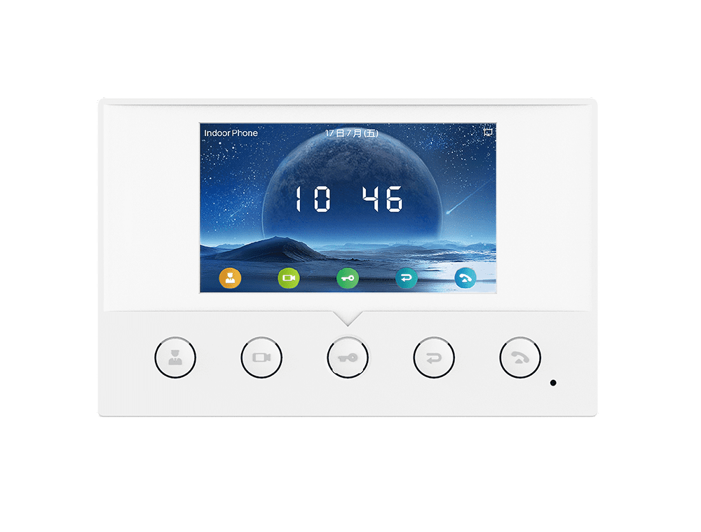 Fanvil i51W SIP indoor station, 4.3in color touchscreen, Wi‑Fi, PoE, video intercom, remote door unlock, RS485, 8 alarm inputs, IP door phone systems
