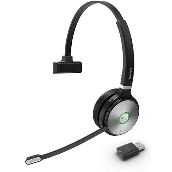 Yealink WH62 Portable Mono DECT Wireless Headset, WDD60 DECT Dongle,USB Charging Cable,Carry Pouch,Microsoft Teams Zoom Certified,2Mics, EOS