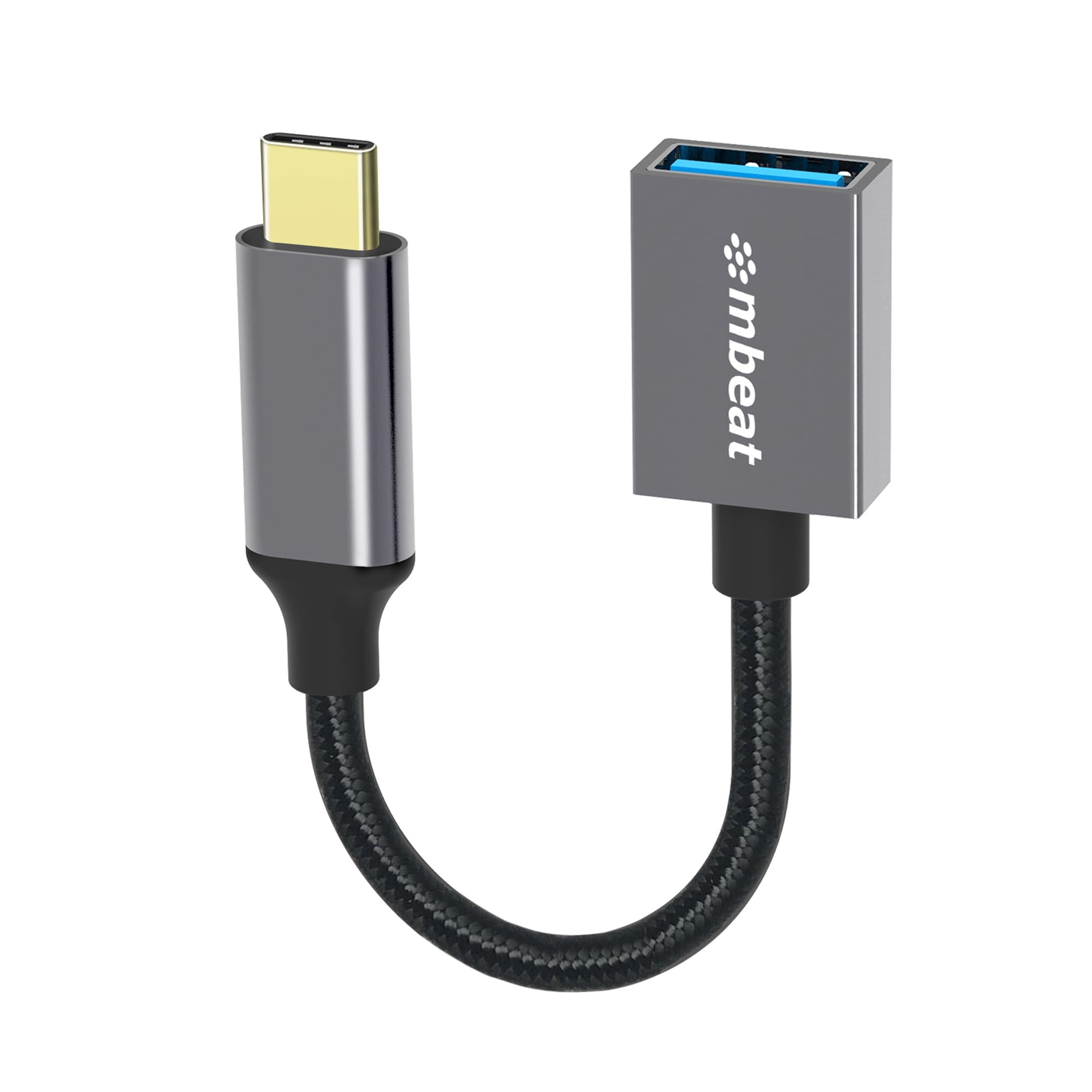 mbeatĀ® Tough Link USB-C to USB 3.0 Adapter with Cable - Space Grey Package Weight: 25g Cable Length: 15cm