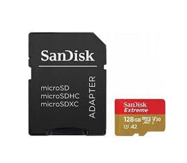 (LS) SanDisk Extreme microSDXC, SQXAA 128GB, V30, U3, C10, A2, UHS-I, 190MB/s R, 90MB/s W, 4x6, SD adaptor, Lifetime Limited, Action Cam (EOL)