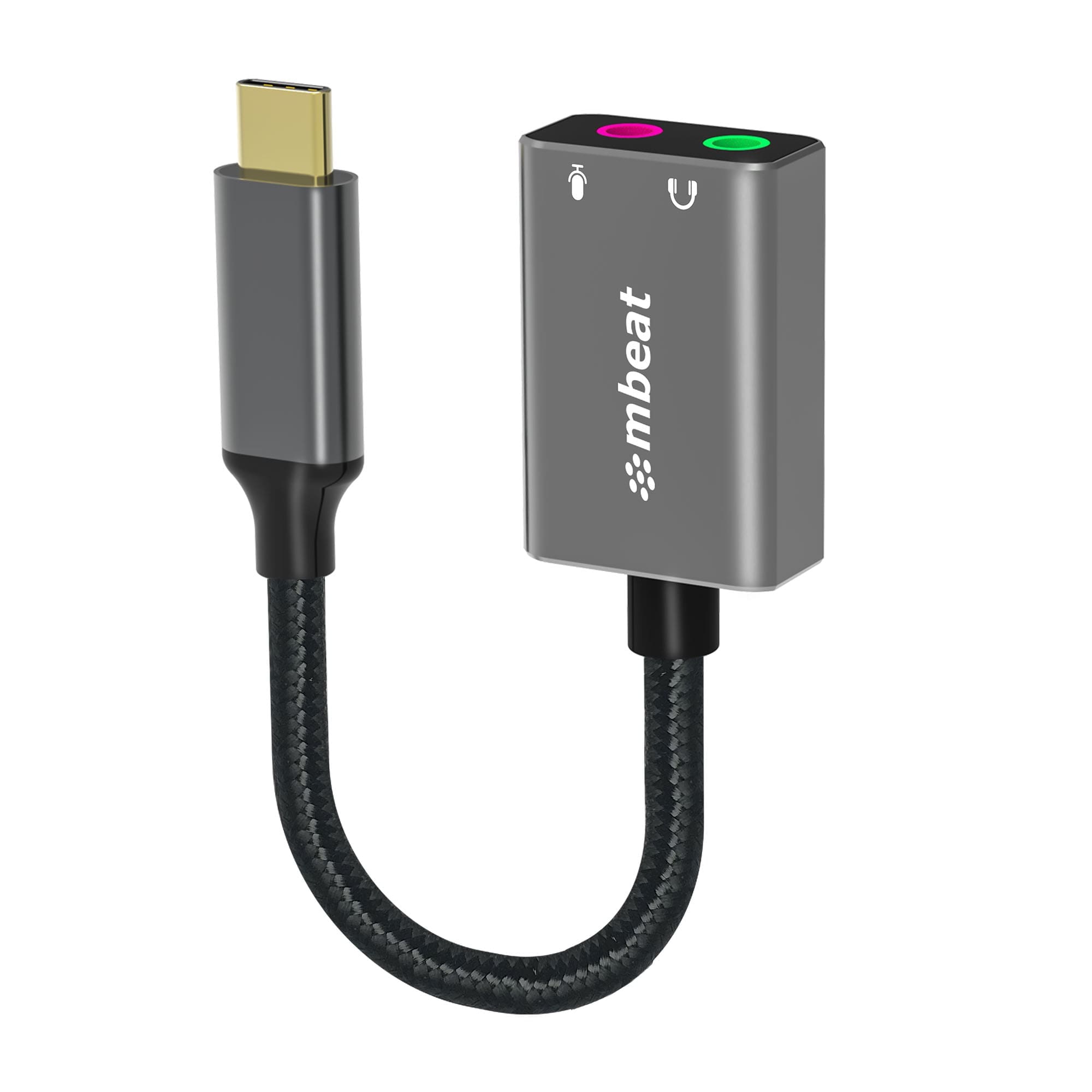 mbeatĀ® Elite USB-C to 3.5mm Audio and Microphone Adapter - Adds Headphone Audio and Microphone Jack to USB-C Computer, Tablet Smartphone Devices