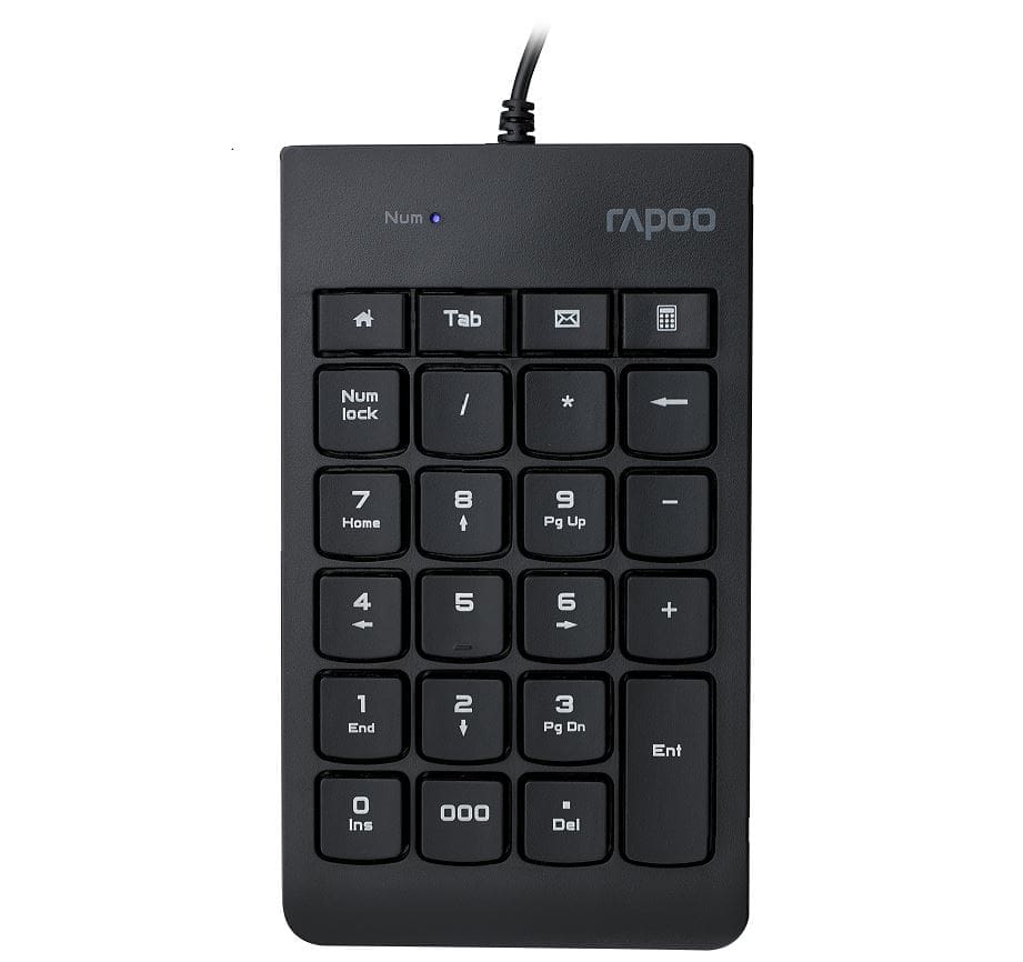 RAPOO K10 Wired Numeric NumberPad Keyboard - Spill Resistant Design, Laser Carved Keycap, Spill-Resistant Design, USB-A