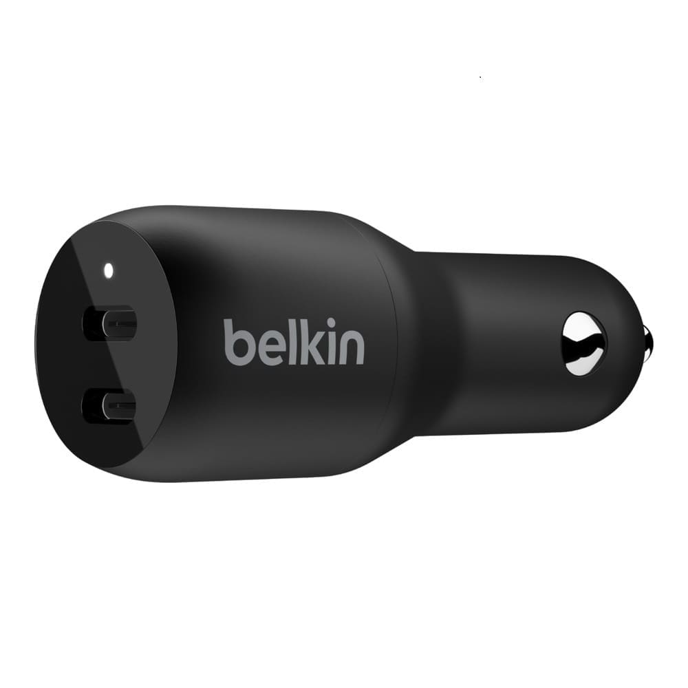 Belkin BoostCharge Dual 36W USB-C Car Charger - Black(CCB002btBK), 2xUSB-C(18W),Safe Optimized,Best for Apple Samsung,$2,500 CEW, 2 Years Warranty