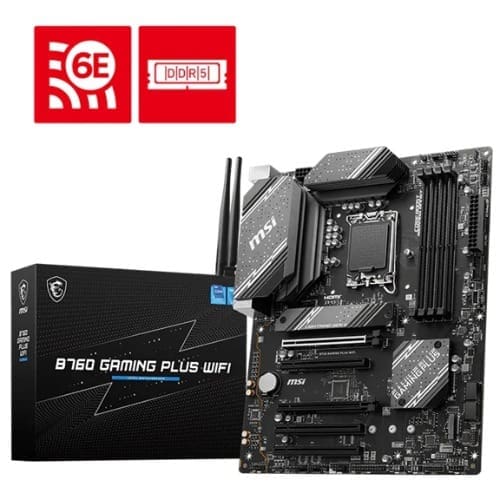 MSI B760 GAMING PLUS WIFI ATX Motherboard, 4x DDR5~192GB, 5x PCI-E x 16, 2x M.2, 4x SATA, 2x USB 3.2 , 4x USB 2.0 1 USBx C
