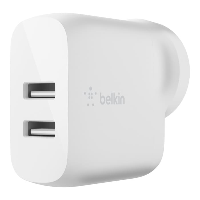 Belkin BoostCharge Dual USB-A Wall Charger 24W - White (WCB002auWH), 2xUSB-A (12W), 24W/4.8 amps, CEW $2500, 2 Years Warranty