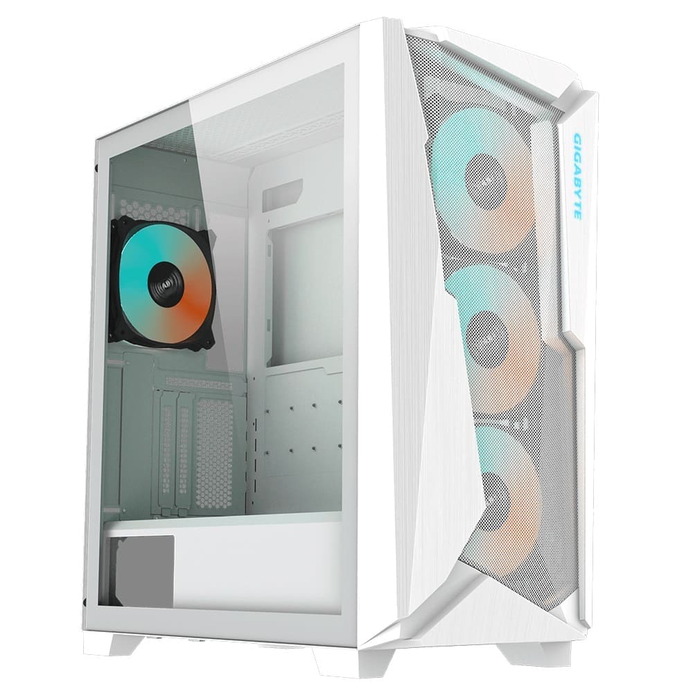(LS) Gigabyte C301 RGB Tempered Glass E-ATX White Mid Tower Gaming Chassis 2x3.5" 2x2.5" 2xUSB3.0 Detachable Dust Filter Liquid Cooling PSU ATX
