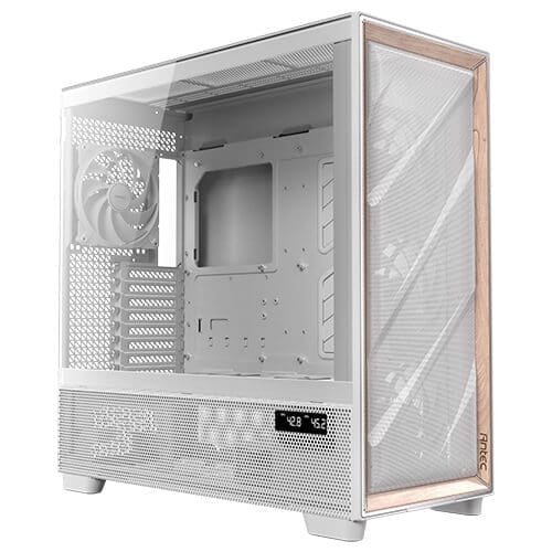 Antec Flux Pro EUV - White, Full Tower, E-ATX/ATX/Micro-ATX/ITX, Tempered Glass, Wood Front, USB-C, 6× PWM Fans, 2Yr Wty