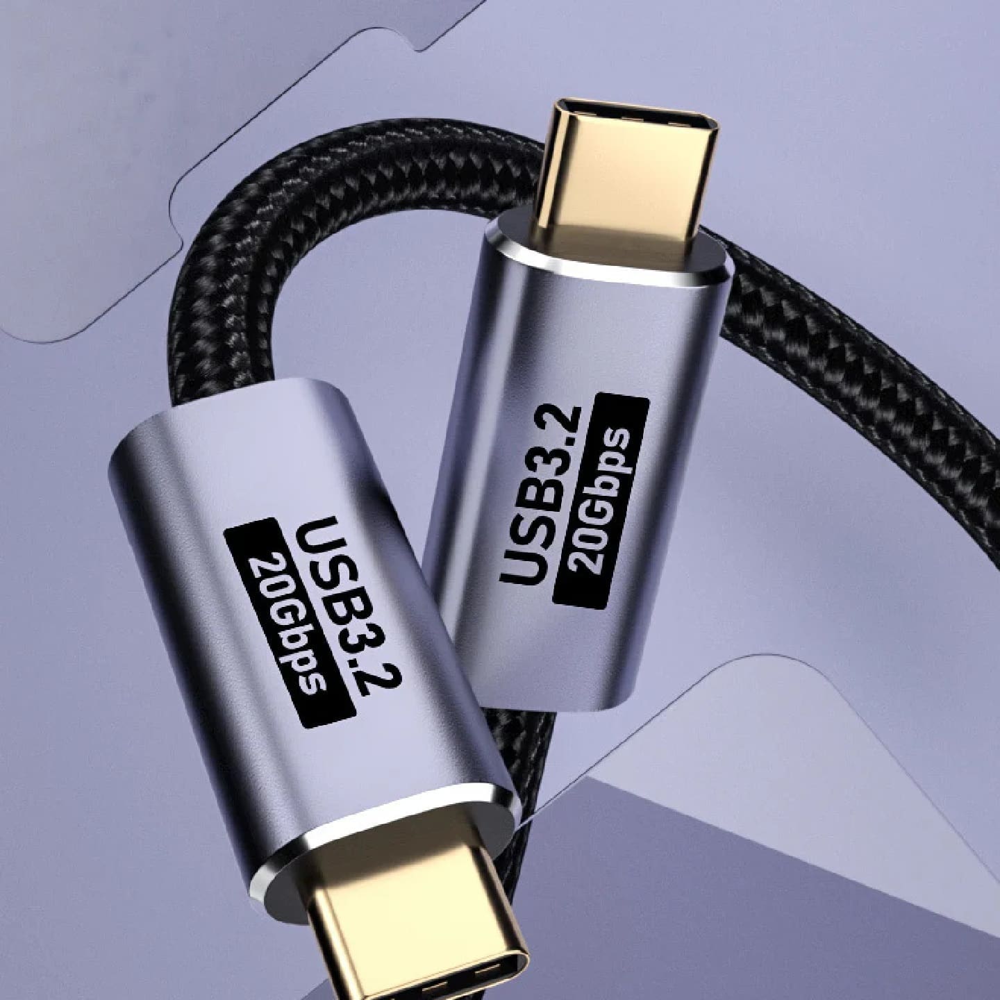 USP BoostUp Cafule Braided USB-C to USB-C (3.2 Gen 2x2) Charge Video Cable (2M) - Black, 5A/100W PD, 20Gbps, 8K/60Hz, 5 Years Warranty