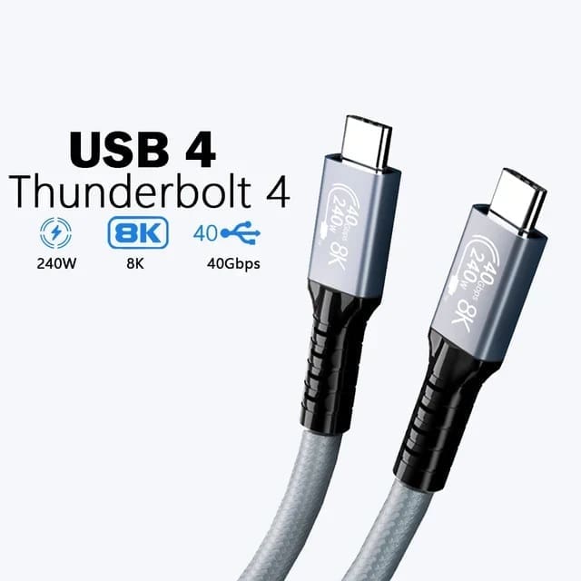 USP BoostUp Hyperlink USB4 USB-C to USB-C Cable (1.8M) Black -USB4 - 40Gbps,240W,8K (60Hz)/4K (144Hz), Fast Charge, Tablet, Phone, 5 Years Warranty