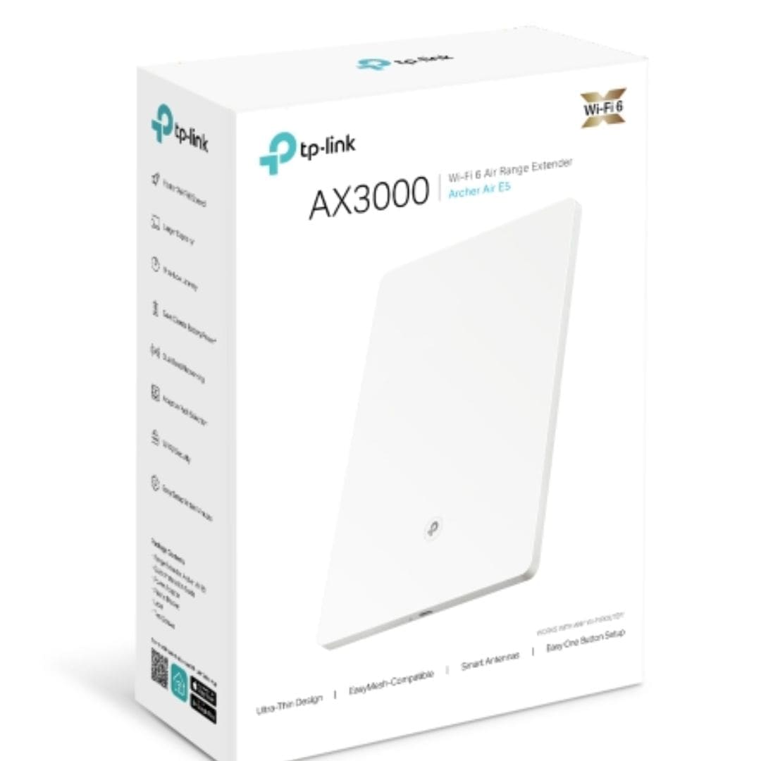 (EOL)TP-Link Archer Air E5 AX3000 Dual-Band Wi-Fi 6 Air Range Extender, 574Mbps @2.4GHz + 2402Mbps @5GHz , 8mm Ultra-thin Shell, Multiple Install Desi