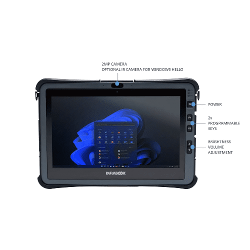 Durabook, U11, 11.6" FHD, Intel® Core™ i5-1230U, Windows 11, 8GB RAM, 256GB PCIe SSD, Wi-Fi 6E, Bluetooth v5.3, 2MP Front Camera, 3-year Warranty