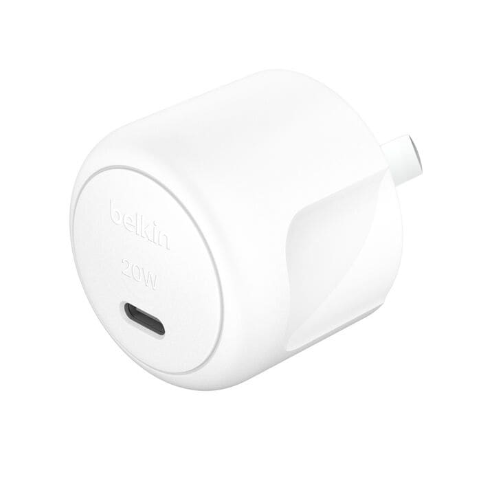Belkin BoostCharge Compact 20W USB-C (PD 3.1) Wall Charger - White (WCA009auW), Compact Travel-Ready, $2,500 CEW, 2 Years Warranty