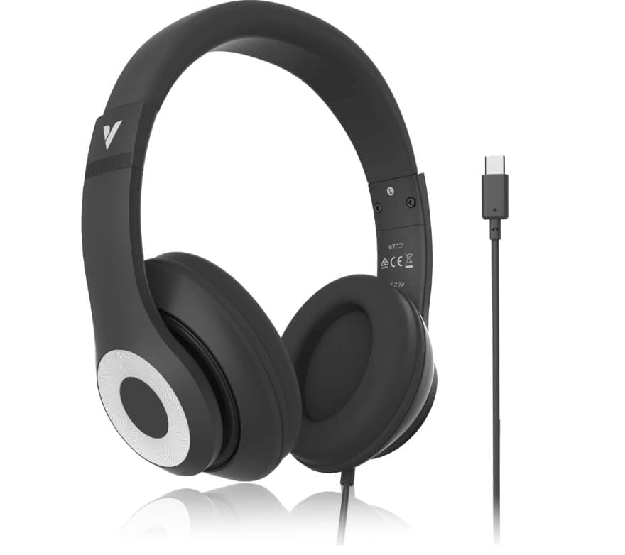 Verbatim Audio Headphone Mic Classic Type C - Black, Clear Sound, Comfort, Robust Construction, Easy modern connection. Headset. Office School 2025