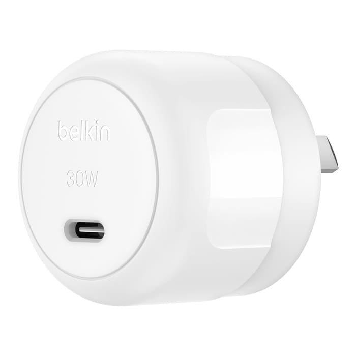 Belkin BoostCharge Compact 30W USB-C (PD 3.1) Wall Charger - White (WCA008auWH), Best for iPhone Samsung, $2,500 CEW , 2 Years Warranty