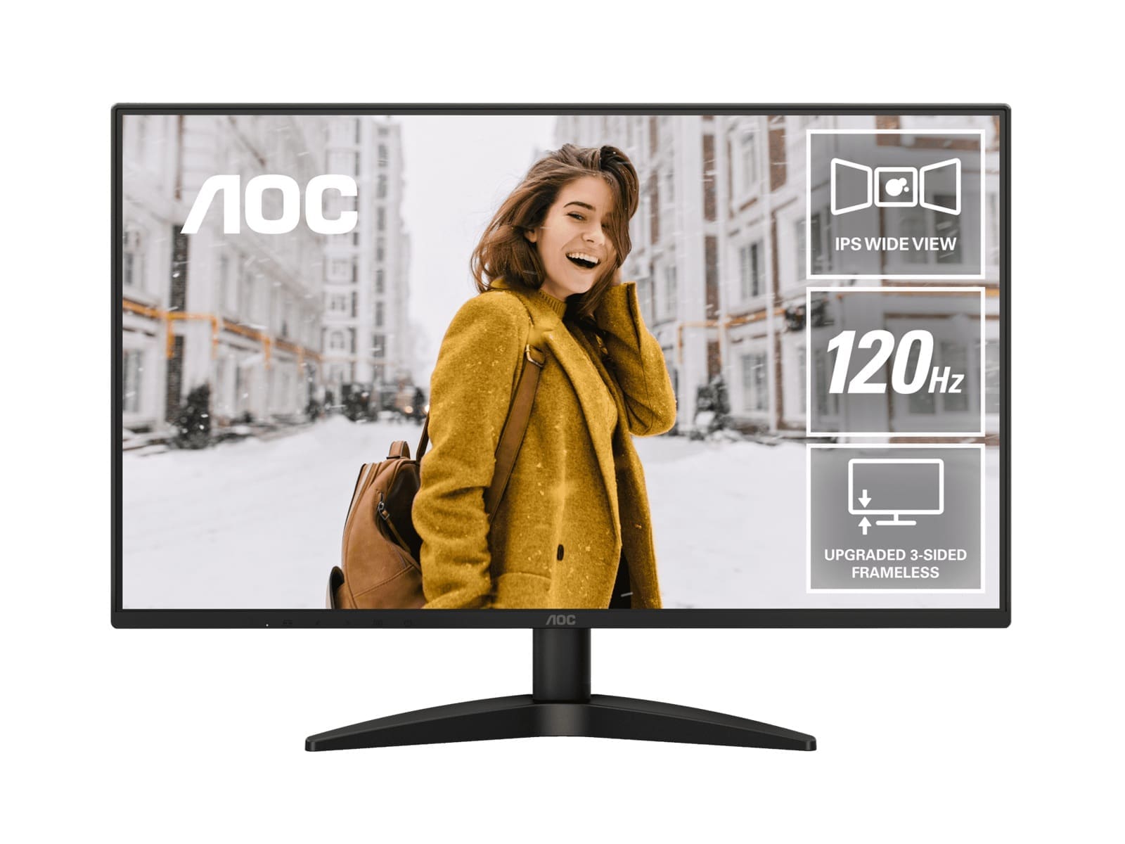 (LS) AOC 27" 120Hz IPS 1920 × 1080 (FHD), 300 cd/m2, VGA × 1, HDMI 1.4 × 1 1ms Adaptive Sync, Office and Home monitor. 2025