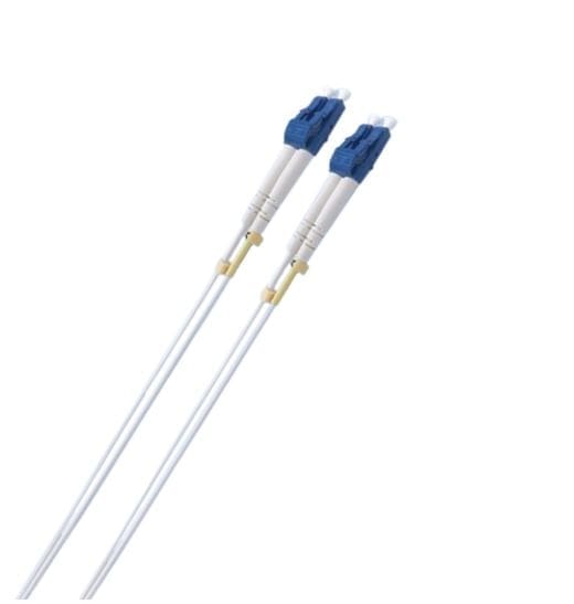 8ware 1.5m LC-LC OS2 Single Mode Dual-Core Fibre / Fiber Optic Cable UPC Duplex Armoured Low Smoke Zero Halogen (LSZH) Jacket White