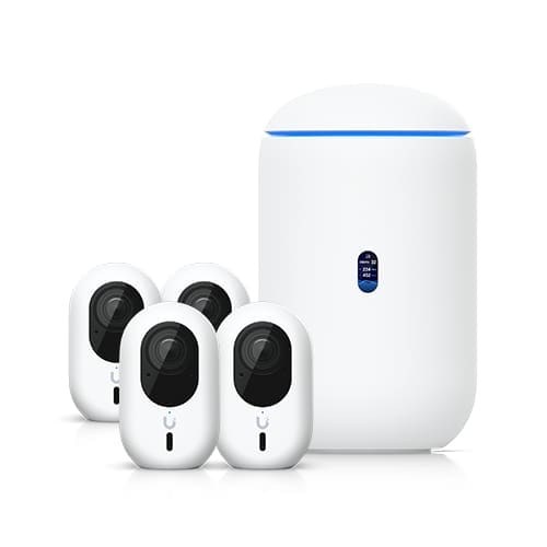 Ubiquiti Advanced Home Surveillance Bundle (4 Instant Cameras Pack), Includes 1× UDR7, 4× UVC-G6-INS-W, *Requires MicroSD card for Protect Storage*