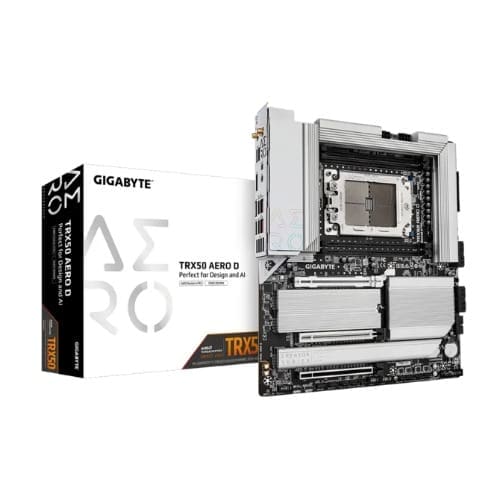 (LS) Gigabyte TRX50 AERO D AMD Ryzen Motherboard 4x DDR5~256GB,2x PCIe x16 slots, 4x M.2, 8x SATA 6Gb/s connectors, 11x USB 3.2, 4x USB2.0, 2x