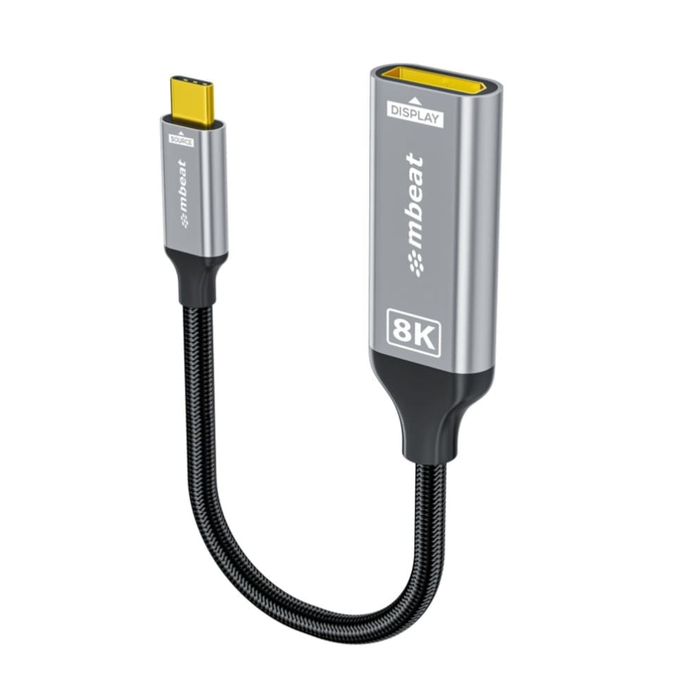 (LS) mbeatĀ® Tough Link 8K USB-C to DP Adapter - Space Grey USB-C (male) to DisplayPort (female) Up to 32.4Gbps