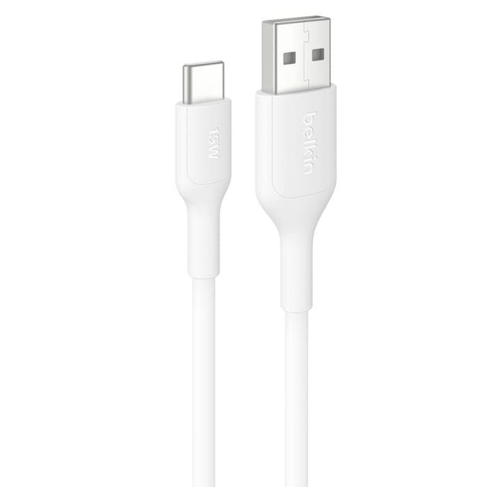 Belkin BoostCharge USB-C to USB-A Cable (1M) - White (CAB021fq1MWH), 3A/15W, 480Mbps, 300K+ Bends, Apple, Samsung, USB-IF Certified, 2 Years Warranty