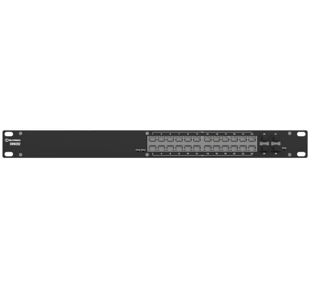 Teltonika SWM282 PoE+ managed switch, 24 PoE+ ports with up to 30W per port, 10/100/1000 Mbps, 4 SFP ports, 2 yr of Free RMS Management, PSU excluded
