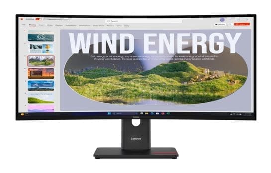 LENOVO ThinkVision T34WD-40 34" 120Hz WQHD Monitor 1500R Curve 4K 3440x1440 21:9 Height Adjustable Tilt Swivel USB-C Dock 100W PD DP HDMI LAN 3xUSB-A