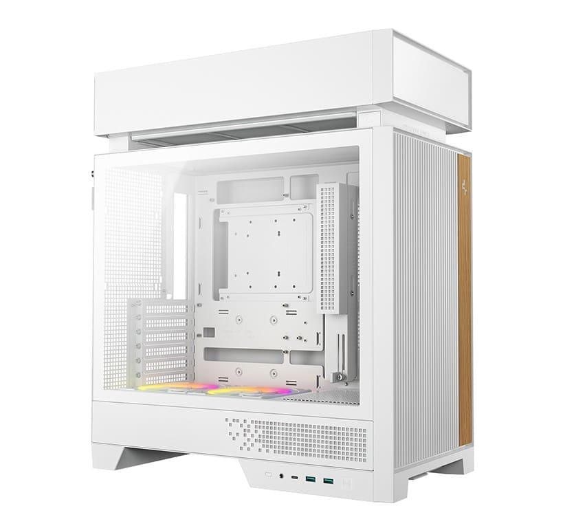 DeepCool CL660 White Innovative Compartmentalized Optimized ATX Case Pre-installed Dual ARGB Fans, Build-in Atmosphere
