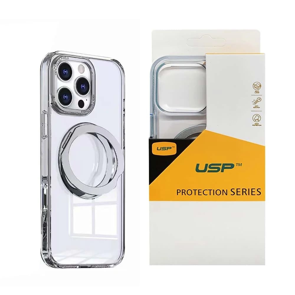 USP Apple iPhone 17 Pro (6.3") Clear Case with MagSafe - 360° Rotatable Ring-Stand,Scratch Resistant,Shockproof,5 Years Warranty