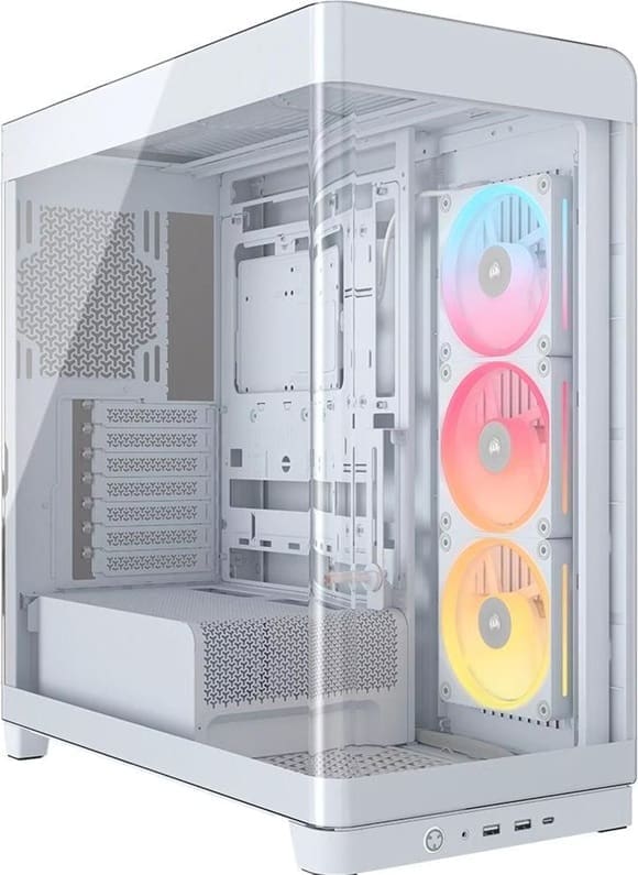 Corsair FRAME 4500X LX-R RGB LINK Panoramic Glass Mid-Tower PC Case White: up to 460mm GPU, 360mm radiators, rich I/O, and versatile fan/rad mounts