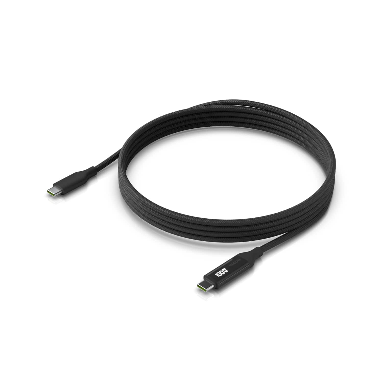 Ubiquiti USB-C Cable with Charge Display,Length 2M, Black, Braided Power Data Cable With A Double-sided Charge Display,100W Max Power Output