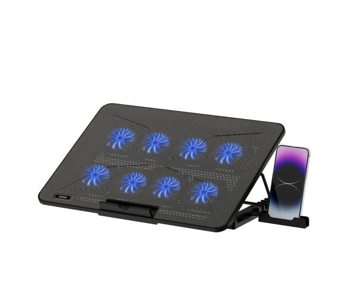 Rapoo Laptop Cooling Pad CF300, 8 High-Efficiency Cooling Fans , 7 Adjustable Angles, Multi-Functional Versatile
