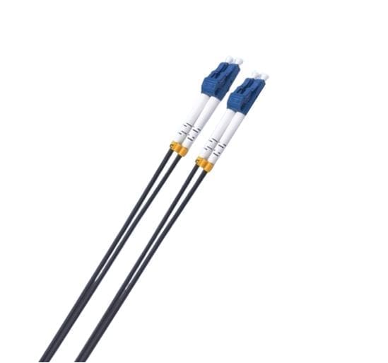 8ware 2m LC-LC OS2 Single Mode Dual-Core Fibre / Fiber Optic Cable UPC Duplex Armoured Low Smoke Zero Halogen (LSZH) Jacket Black