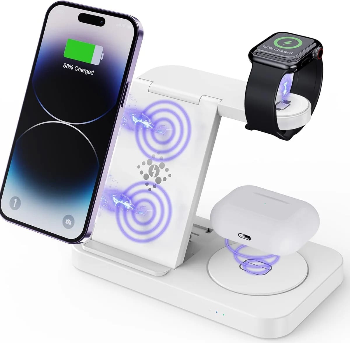 USP Samsung 3-in-1 Wireless Charging Stand, 15W, Portable Space-Saving, Charger Station for Multiple Samsung Devices, 5 Years Warranty