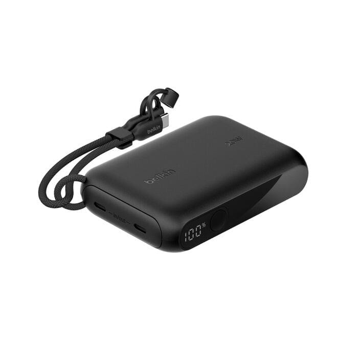 Belkin BoostCharge 10K mAh Power Bank with Display w/ Integrated USB-C Cable 60W(15cm)- Black(BPB027fqBK),2xUSB-C(20W), $2500 CEW, 2 Years Warranty