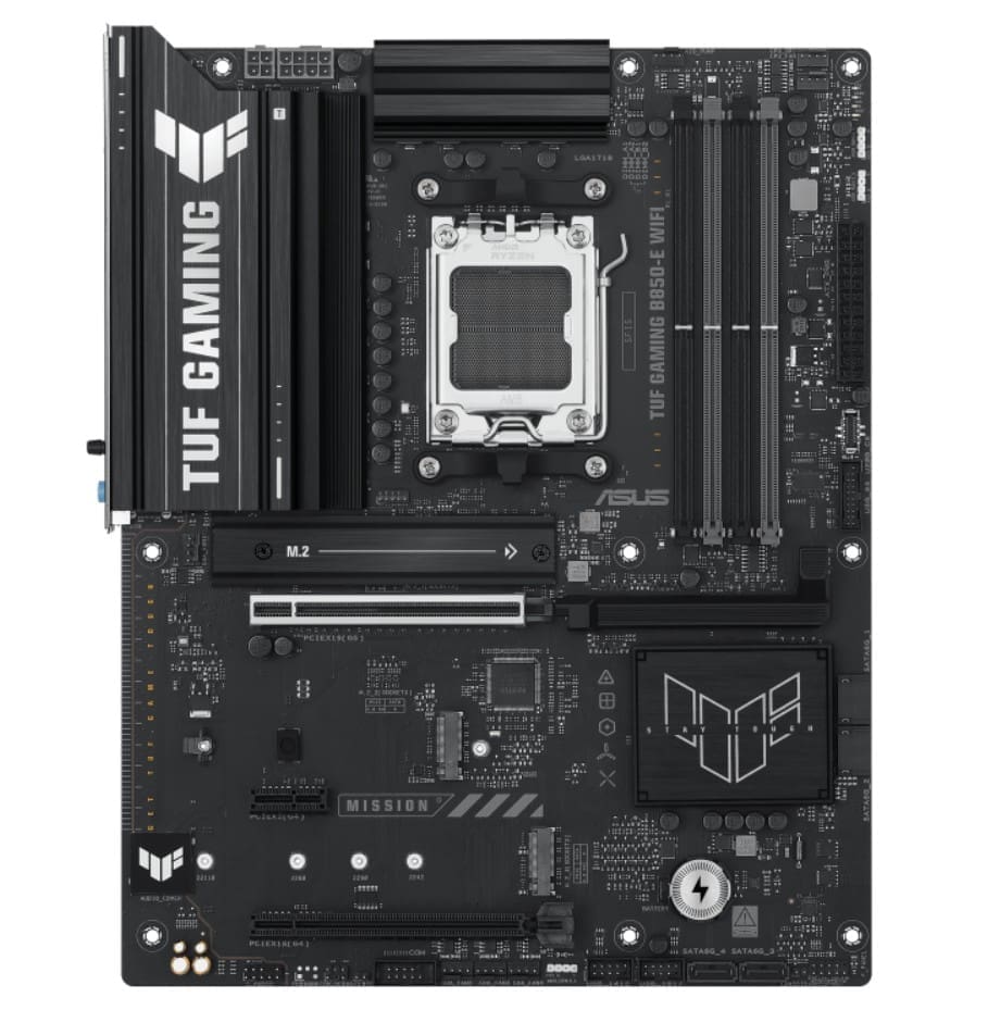 ASUS AMD TUF GAMING B850-E WIFI (AM5) ATX Motherboard, DDR5 256GB, PCIe 5.0 x16, 3x M.2, 4x SATA, Wi-Fi 6E, 2.5Gb LAN, 1x HDMI, 1x DP