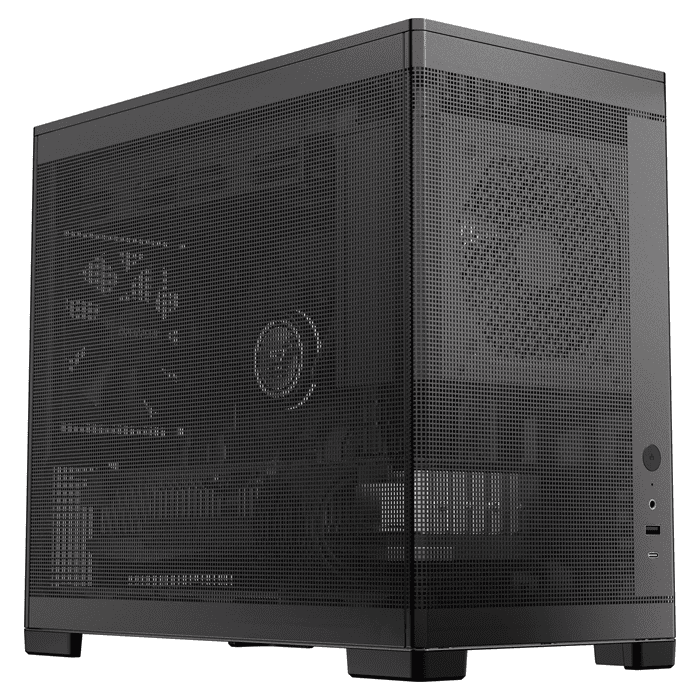 OKINOS Mini Art 4 - Black, Mini Tower, Micro-ATX/ITX, Mesh Panels, USB-C 10Gbps, 3 Fans, 240mm Radiator, 330mm GPU Clearance