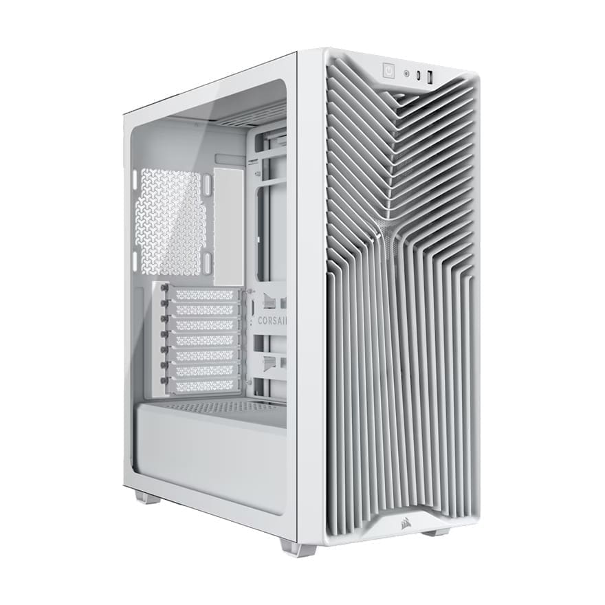 Corsair 3200D RS Mid-Tower PC Case - White, ATX mATX ITX, TG panel, 400mm GPU, 165mm CPU, 360mm rad, USB-C, 7 slots, 2x2.5 1x3.5, 2yr wty, steel TG