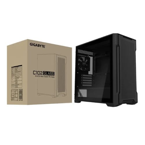 Gigabyte C102 GLASS BlackMid Tower case, Mini ITX / Micro ATX, 5x Expansion slots, 2x 3.5" Drive Support, 3x 2.5" Drive Support, 2x USB 3.0, 120mm Fan