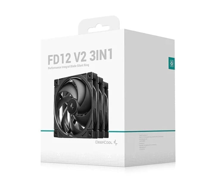 DeepCool FD12 V2 3IN1 120mm Performance Integral Blade Silent Ring Case Fans, 4-pin PWM, 500~2500 RPM, Hydro Bearing