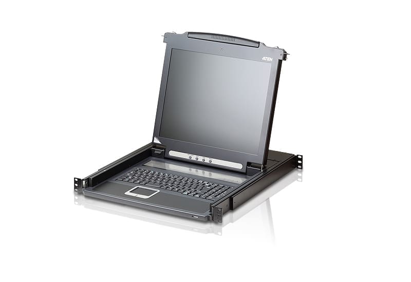 Aten Rackmount Single Rail LCD Console VGA PS/2-USB w/ 17" LCD Display, 1x Custom KVM Cable Included, 1280x1024@75hz Display, LED Illumination