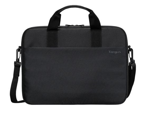Targus 15"-16" Intellect® Slim Briefcase Zippered padded front pocket Removable adjustable shoulder strap carry handles water-resistant fabric Black