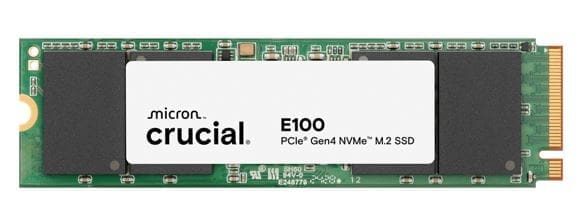 Crucial E100 2TB Gen4 NVMe SSD 5000/4500 MB/s R/W 100TBW 350K/460K IOPS 1M hrs MTTF M.2 2280 PCIe4 3yrs ~Crucial P3 Plus