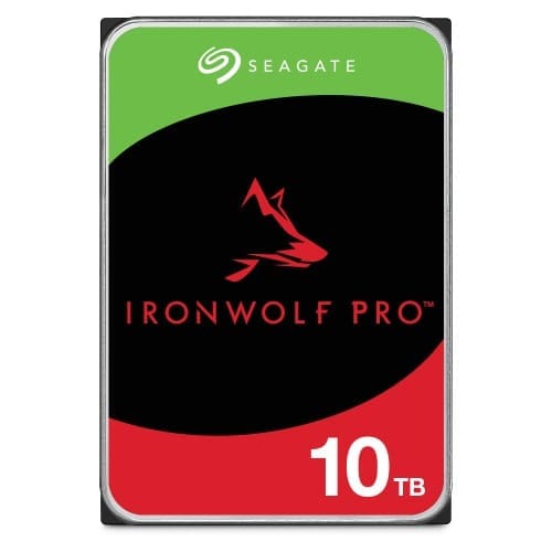 Seagate 10TB 3.5" IronWolf Pro NAS SATA Hard Drive (ST10000NT001) -5-year limited warranty -6Gb/s Connector - CMR Recording Technology